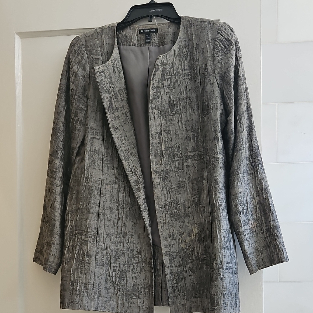Eileen Fisher Olive Gray Textured Women's Jacket Size XS